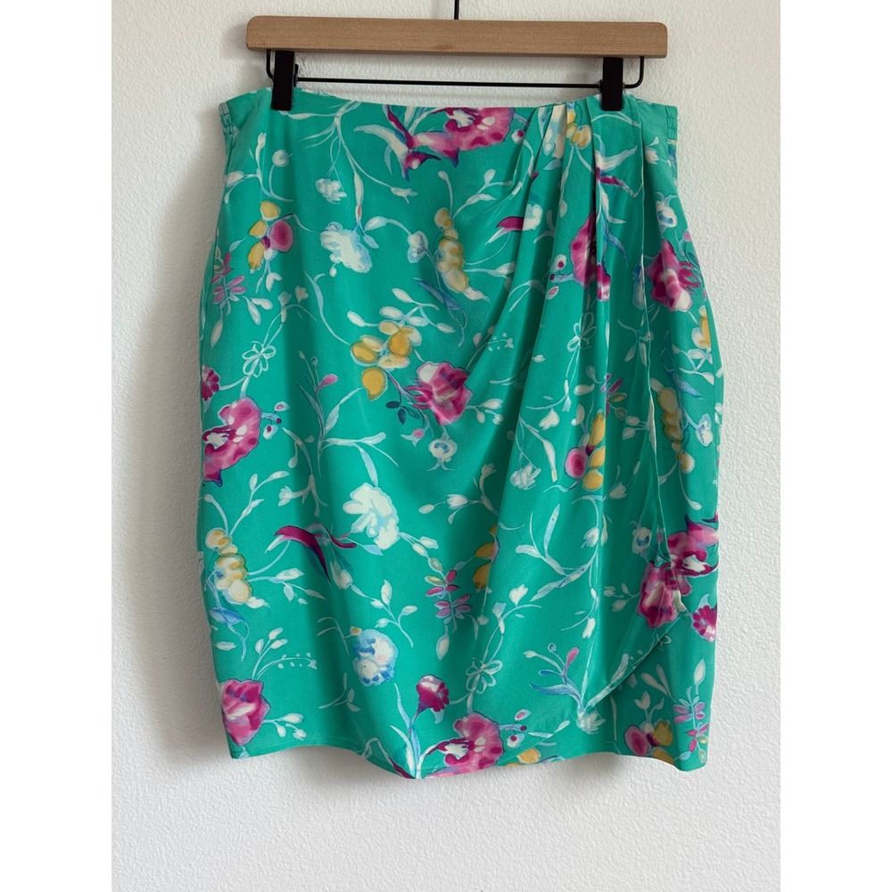 Real Clothes Saks Fifth Avenue Floral Silk Draped Front Skirt Large Coquette - Picture 1 of 6